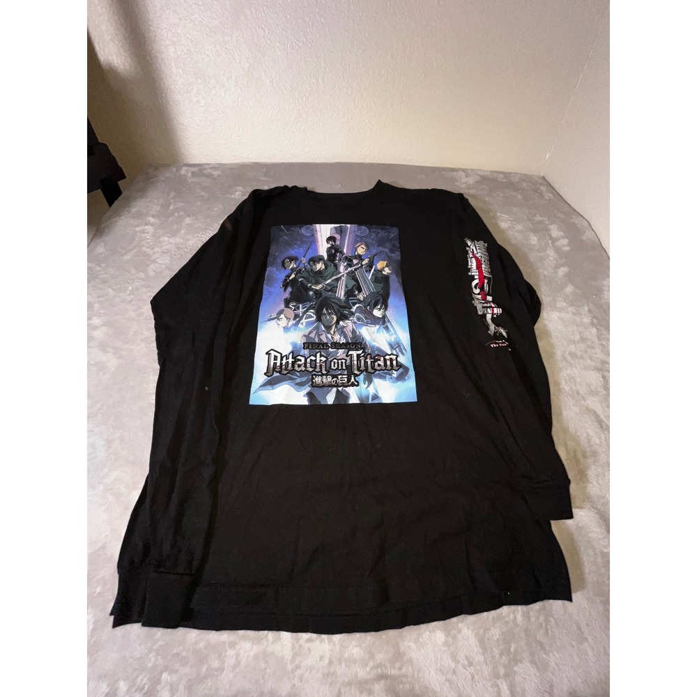 Ripple Junction Attack on Titan Final Season Long Sleeve Black Graphic Tee Mens
